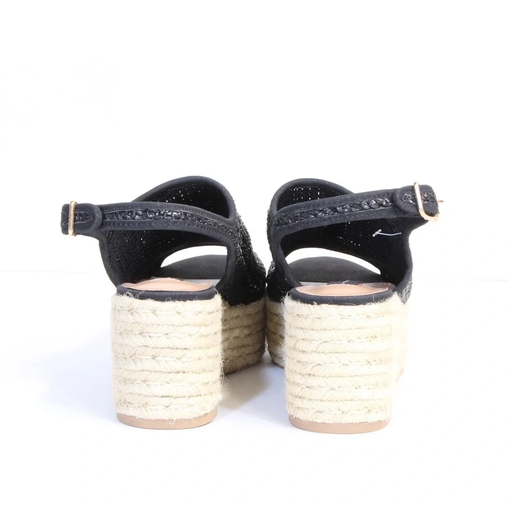 Steven By Steve Madden Black Slingback Buckle Courage Espadrilles Size 5.5